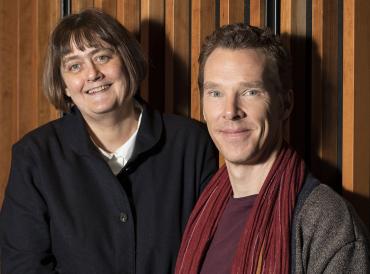 New LAMDA Director Sarah Frankcom standing next to LAMDA President Benedict Cumberbatch