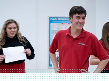 A group of LAMDA learners in rehearsal