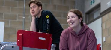 Students in rehearsals for Sweat