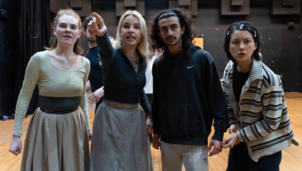 Four LAMDA students in a rehearsal