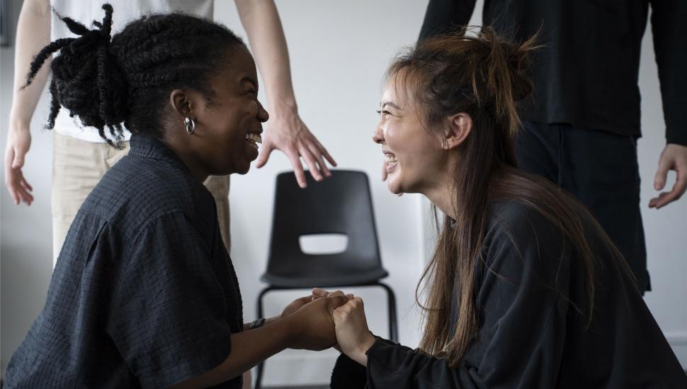 Two LAMDA students in an acting class