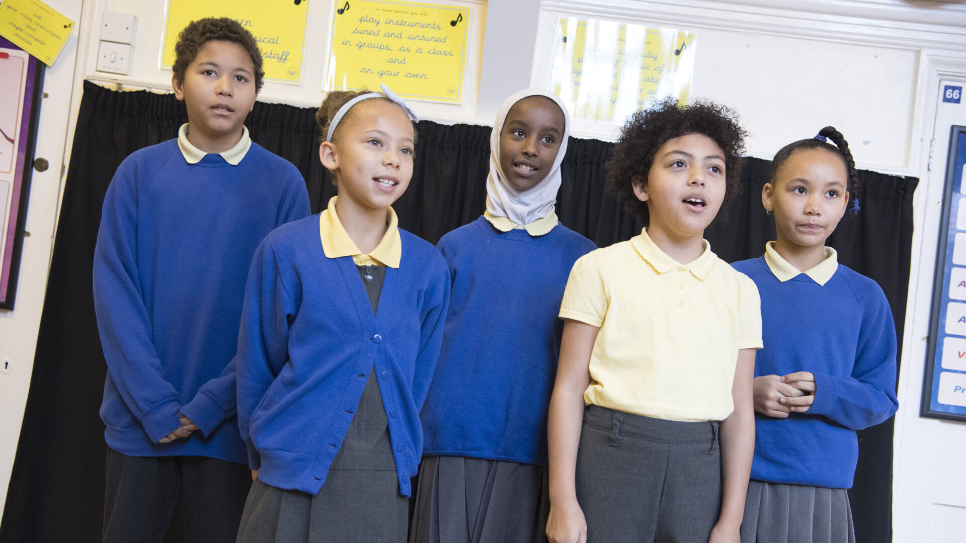 Five learners speak in unison