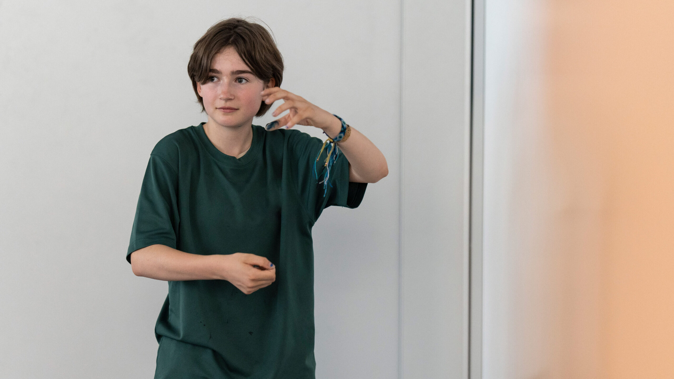 A learner performs in a lesson