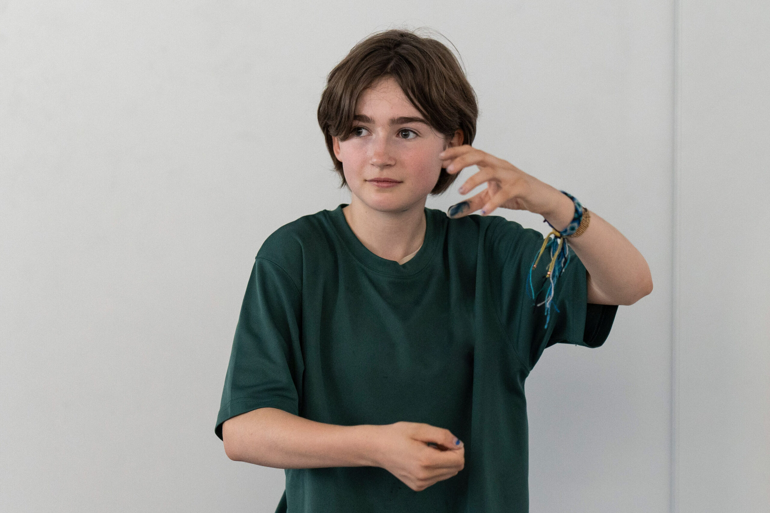 A learner performs in a lesson